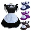 Señoras de las mujeres Lolita de manga corta con cuello Retro Maid Dress Cute French Maid Outfit Cosplay Come Plus Size S-5XL L220714