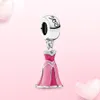 925 Sterling Silver Charm Princess Dress Pendant Bead Fit Fit Pandora Bracelet Diy Jewelry