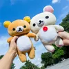 Kawaii rilakkuma çift çizgi film karakter peluş oyuncak yumuşak hayvan kahverengi ayı doldurulmuş bebek kız arkadaşı için güzel hediye 220509