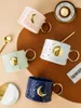 Mugs Creative Ceramic Gold Moon Sun Coffee With Handgrip Porcelain Tea Milk Cups Nordic Home Office Water Mug Cup Nice GiftMugs