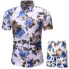 Erkekler 2 adet set yaz şortlu adam baskılı gömlek ve plaj aşınma tahtası Hawai moda giyim 220704