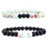 8mm Natural Stone Handmade Beaded Lover Strands Charm Bracelets For Women Men Party Club Fashion Yoga Jewelry