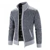 남자 스웨터 남성 스웨터 코트 패션 패치 워크 카디건 남성 니트 재킷 슬림 핏 스탠드 칼라 두꺼운 따뜻한 코트 맨스