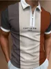 Herrpolos 2022 män skjortor sommar högkvalitativ avslappnad daglig kortärmad randig herr vridkrage dragkedja tees tees