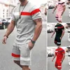 Gymkläder Högkvalitativ män T-shirt Shorts Set Slim Fit Top Pants Casual Sweat Absorption Round Neck Drawstring Tracksuit