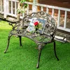 Camp Furniture Love Seat Cast Aluminum Leisure Chair Park Yard Bench Garden For Outdoor Decoration Rose Design BronzeCamp