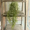 Dekoracyjne kwiaty wieńce Zielona sztuczna roślina eukaliptus plastikowe pieniądze liście trawy buszu rattan domowy wiszący dekoracja fałszywy przepływ