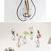 Creative Wall Decor Hanging Vase Home Decoration Iron Wire Glass Water Planting Vases Living Room Party Decorative Flowers Vases BH7199 TQQ