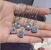 2022 new Fashion Simple Jewelry 925 Sterling Silver Round Cut 5A Cubic Zirconia Party clavicle Chain Diamond Women Cute Necklace Pendant Gift