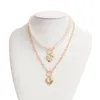 Vintage Imitation Perlenkette Halskette für Frauen Hochzeit Braut Liebe Herz Anhänger Halsketten Schmuck