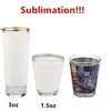 1.5OZ 3OZ Sublimacja Okulary Tumbler White Patch Złote Kieliszki do Wina Przeniesienie ciepła Frosted Cup Puste Sublimation Tumbler przez Sea Pro232