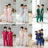 Girls Pajamas Spring summer short Sleeve Children's Sleepwear Set Silk Suit Boys Pyjamas s for Kids Tracksuit 210915