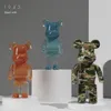 도금 Bearbricklys 26cm 400% 동상 폭력 곰 조각 그림 장식품 책장 거실 홈 장식 년 선물 220318