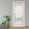 Adhesivo autoadhesivo para puerta, papel tapiz, yeso en relieve 3D tallado, estilo europeo, sala de estar, dormitorio, Mural, calcomanías de pared 220426