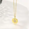 Pendant Necklaces Fashion Crystal Star Round Gold Color Stainless Steel Link Chains Jewelry For Women Girls Choker Charm GiftsPendant