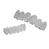 Diamond Grills 18KT Guld fylld helt isad Micro Pave CZ Top och Bottom Face Mouth Grills for Teeth Hip Hop Jewelry