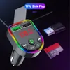 2022 Ambient Light Bluetooth 5.0 FM Transmitter Bluetooth car Kit MP3 Player Wireless Handsfree Audio Receiver USB Fast Charge TF U Disk play