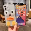 Novo estilo de cola soltando estojos de telefone TPU transparentes para iPhone 13Promax 12 11 xr com capa de capa de pato de boca grande engraçada