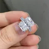 Meisidian Design Bague de fiançailles en or massif blanc 18 carats avec diamant taille radiant de 8 carats 220816