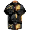 Camicia hawaiana Uomo Estate Skull Print Camicie per uomo Camicie uomo 3d Moda Single Row Back Collare cubano Summer Tops 5xl 220527