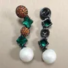 Ciondola Lampadario Bilincolor Trendy Green And Orange Cubic Zirconia Slim Cute Clam Shell Perla Orecchino a goccia per le donne 2022