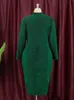 Casual Dresses Women Turtleneck Dress 4xl Long Sleeves BodyCon Green Shiny Glitter Elastic Christmas Party Evenemang Evening 2022 Fall Winter Ro