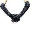 Gants de fête des années 1920 pour femmes longs gant d'opéra en satin accessoires de déguisement gants de coude froncés soirée cosplay mitaines accessoires de scène noir rouge blanc