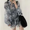 Skjortor Kvinnor Fashion Tie Dye Harajuku Gothic Top Korean Loose Casual Clothes Sol-Brodery All-Match Summer Holiday 220623