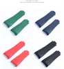 20mm Rubber Band Black Green Blue Adjustable Fold Buckle Band for Strap For Submariner246D