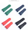 20mm Rubber Band Black Green Blue Adjustable Fold Buckle Band for Strap For Submariner246D