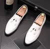 Borlas de luxo brogue homens elegantes mocassins vestido de casamento mocassins confortáveis ​​sapatos de couro italianos formais macho casual sapatos