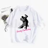 Camisetas masculinas dança suja dança dança masculina impressão de roupas de manga curta Casual dos anos 90