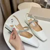 Elegante merken zomer gladiator sandalen dikke hiel bing lederen zwart witte kristallen band verfraaiing comfort werken trouwjurkfeestje stijl