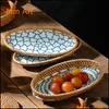 Ferramentas de pastelaria de cozimento Bakeware Kitchen Dining Bar Garden Garden Rattan Plate de frutas Ins estilo de cerâmica japonesa DHHHPHR