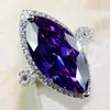 Bröllopsringar Big Purple Cubic Zircon for Women Fashion Jewelry Silver Color Crystals Stating Finger Ring Female Anelwedding