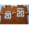 WSKT tani NCAA Vintage Texas Longhorns College Koszulki piłkarskie 10 Vince Young 34 Ricky Williams 20 Earl Campbell Yellow White Stitched Jersey