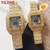 Para hombre para mujer Diseñadores Amantes Reloj 40 mm / 34 mm Completo 316L Pareja de acero inoxidable Reloj impermeable Japón Cuarzo Clásico Montre de Luxe Diamantes Relojes de pulsera cuadrados