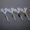 Double burner Hand Pipe Tobacco Cigarette Holder Straight Tube Smoking Pipes Pyrex Glass Oil Burner Different Colors In Stock SW06 Filter Tips For Dry Herb
