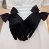 Korean Women Wedding Dress Gloves Summer Golden Velvet Full Finger Arch Pearl Etiquette Cycling Driving Sunscreen Mittens M48 J220719
