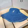 2021 Latest Casual Kangaroo Embroidery Women Bucket Hat Denim Fabric Fisherman Hat Brand Designer Kangaroo Panama Lady Cap Trend H220419