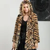 Mezclas de lana para mujer 2022 Abrigo de piel artificial de invierno Moda femenina Chaqueta larga con capucha con estampado de leopardo Grueso Cálido Ropa de abrigo de gran tamaño S-4XL