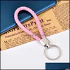 Key Rings Jewelry Wholesale Price Pu Leather Braided Woven Rope Diy Bag Pendant Keychain Holder Car Keyring Men Women Keychains Drop Deliver