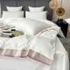 Düz renkli nakış yatak seti lüks 4pcs% 100 pamuk beyaz ev tekstil yorgan kapak düz sayfa yatak örtüsü yastık kılıfları otel yatak yatağı Kral kraliçe boyutu