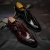Dress Shoes Men Leather Monk Square teen Hoge lage hiel vaste kleur gesp buckle herfst patent