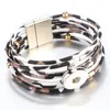 Charmarmband Snap -knapp smycken 18mm armband punk flerskikt läder leopard magnet buckle armband snaps juvelrycharm inte22