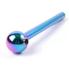 Nano Plating Colorful Hand Pipes For Hookahs Pyrex Glass Oil Burner Straight Tube Hand Pipe Spoon Shape Mini Dab Rigs Smoking Accessories SW124