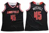 NCAAカレッジバスケットボール45ドナバンミッチェルジャージー大学チームブラックカラーホワイトスポーツファンのための通気性のあるピュアコットン刺繍と縫製最高品質