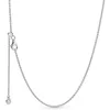 Pendanthalsband Original S925 Rose Gold Sliding Clasp Beaded Chain Basic Necklace Fit s för armband pärla charm DIY juvelrypendant9263100