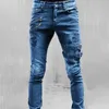 Jeans pour hommes Grande taille pour hommes Skinny Side Straps And Zips 3 Colors Pantalons Excellent Stretch TrousersMen's