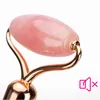 Electric Vibrating Natural Rose Quartz Jade Roller Face Lifting Stone Facial Massager Energy Beauty Bar with retai